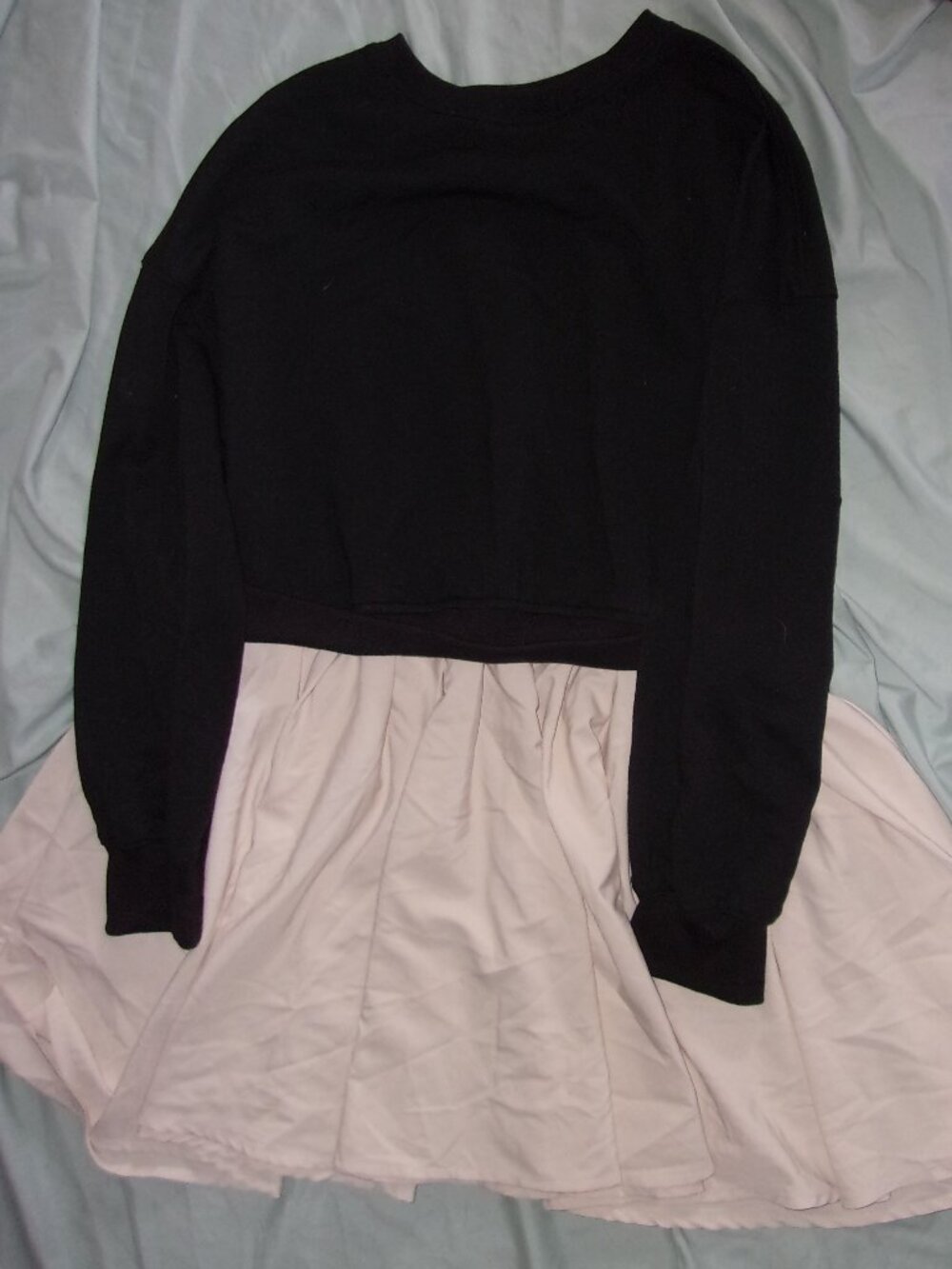tunic long shirt size large womens top long sleeved short dress black